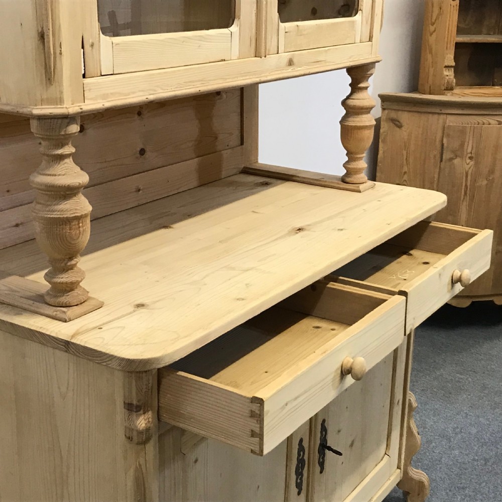 TALL PARTLY GLAZED ANTIQUE PINE DRESSER View VII