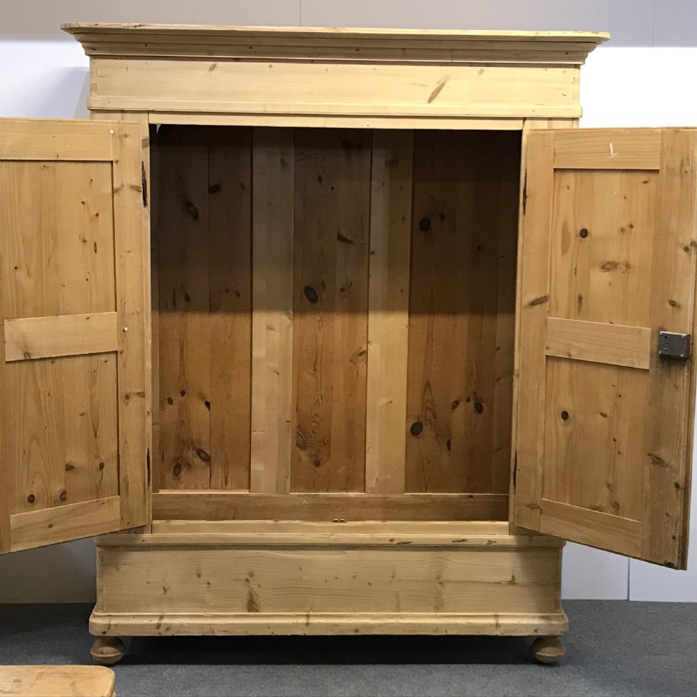 Large Antique Pine Double Wardrobe  View II