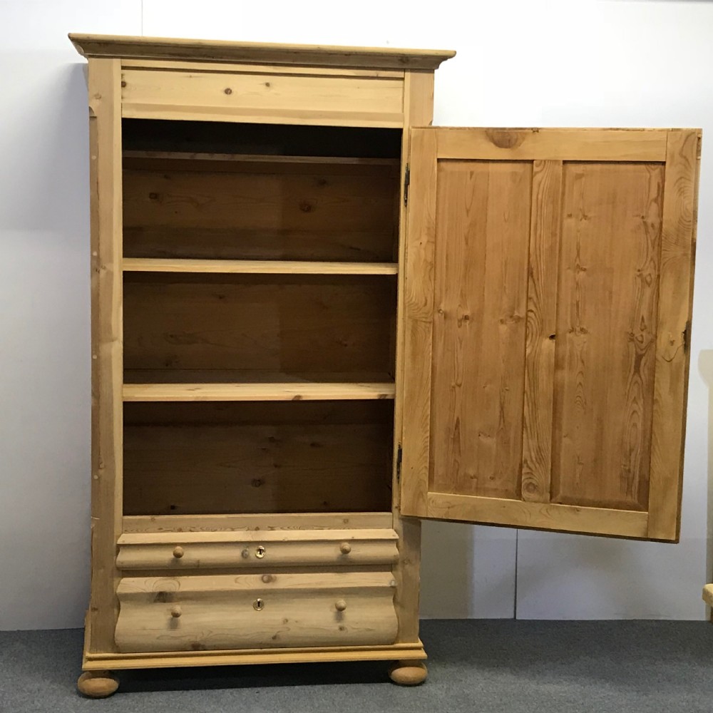 TALL & SLENDER ANTIQUE PINE DANISH LINEN CUPBOARD View II
