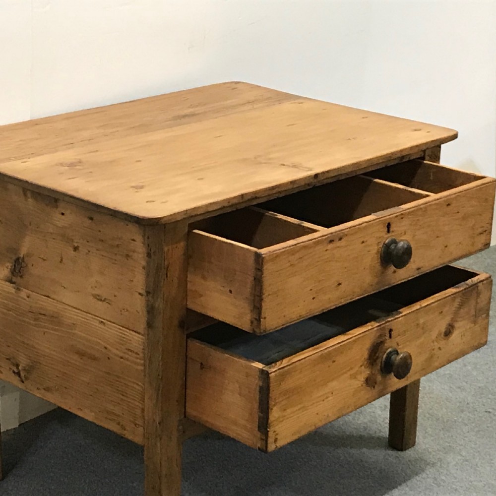 Small Old English Pine Monastery Side Table  View II