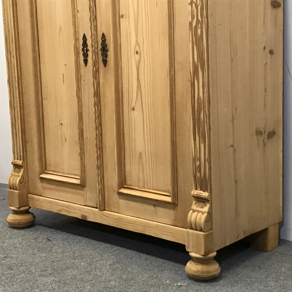 Tall Slim Antique Pine Cupboard With Top Drawer View IV