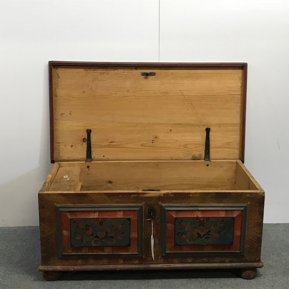 Early 19th Century Painted Pine Marriage Chest c.1811 View II