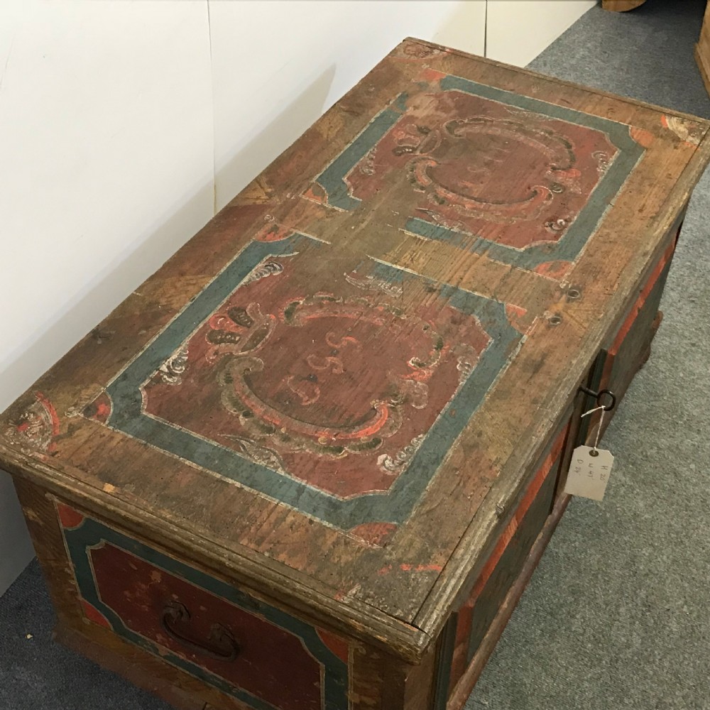 Early 19th Century Painted Pine Marriage Chest c.1811 View VII