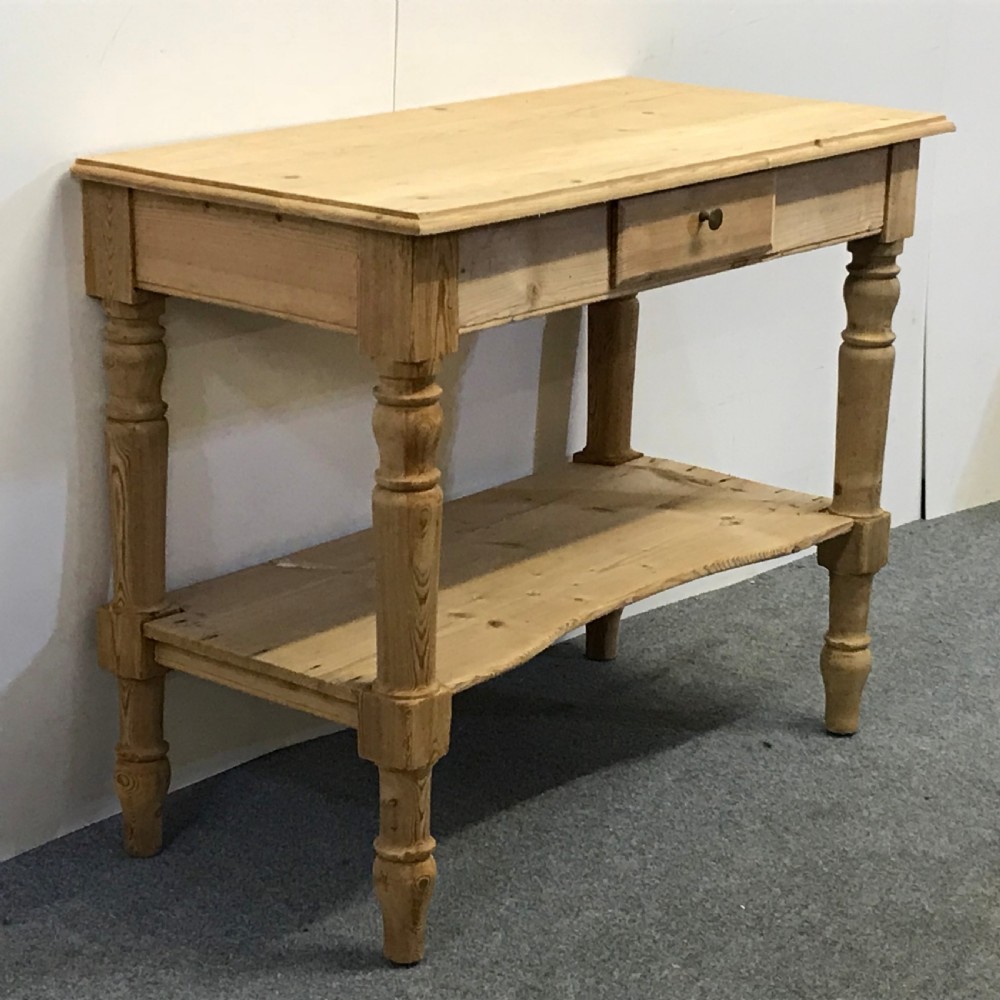 Antique Pine Console Table with Pot Board View II