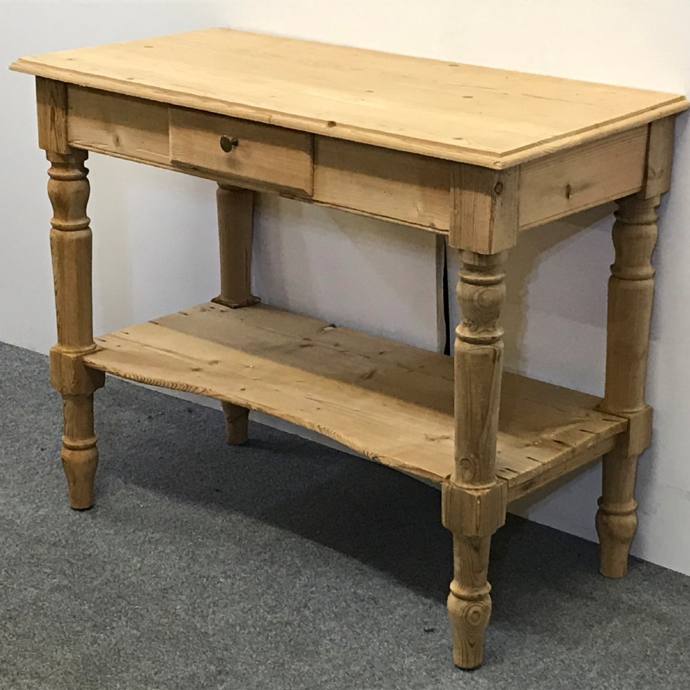 Antique Pine Console Table with Pot Board View III