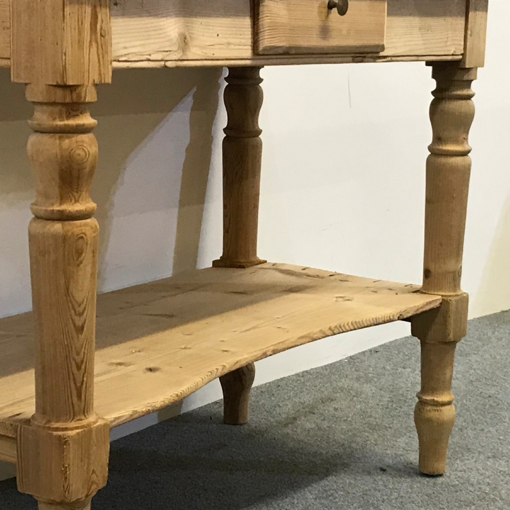 Antique Pine Console Table with Pot Board View V