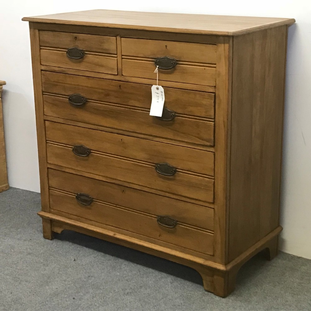 LARGE ENGLISH ANTIQUE SATIN WALNUT CHEST OF DRAWERS View III