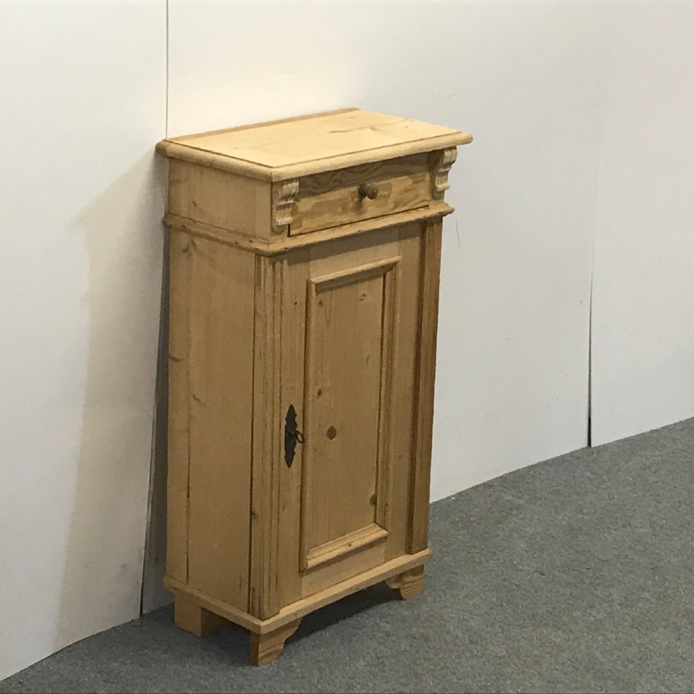 SMALL & SHALLOW ANTIQUE PINE BEDSIDE CUPBOARD View II