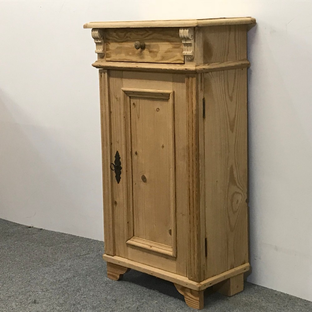 SMALL & SHALLOW ANTIQUE PINE BEDSIDE CUPBOARD View III