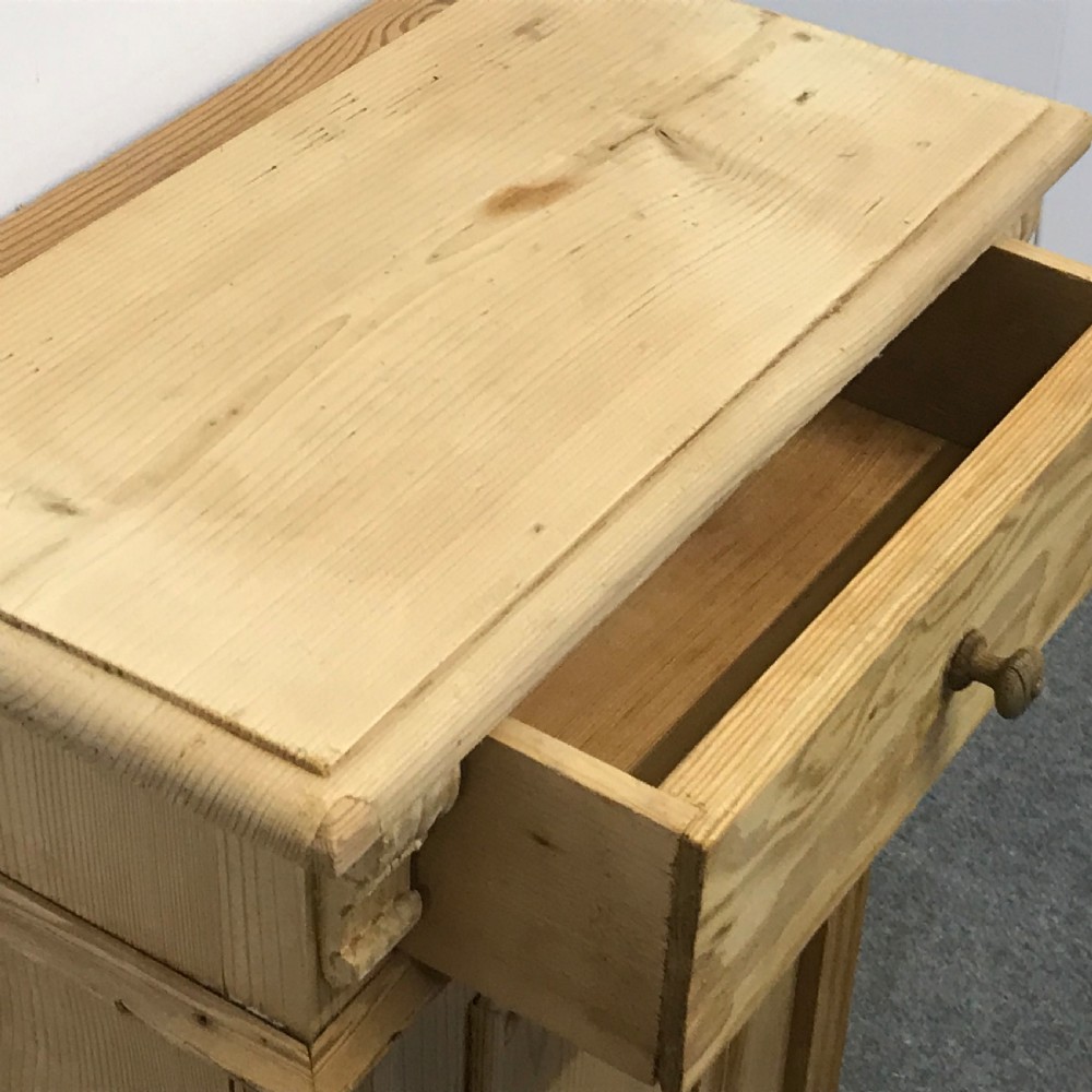 SMALL & SHALLOW ANTIQUE PINE BEDSIDE CUPBOARD View V