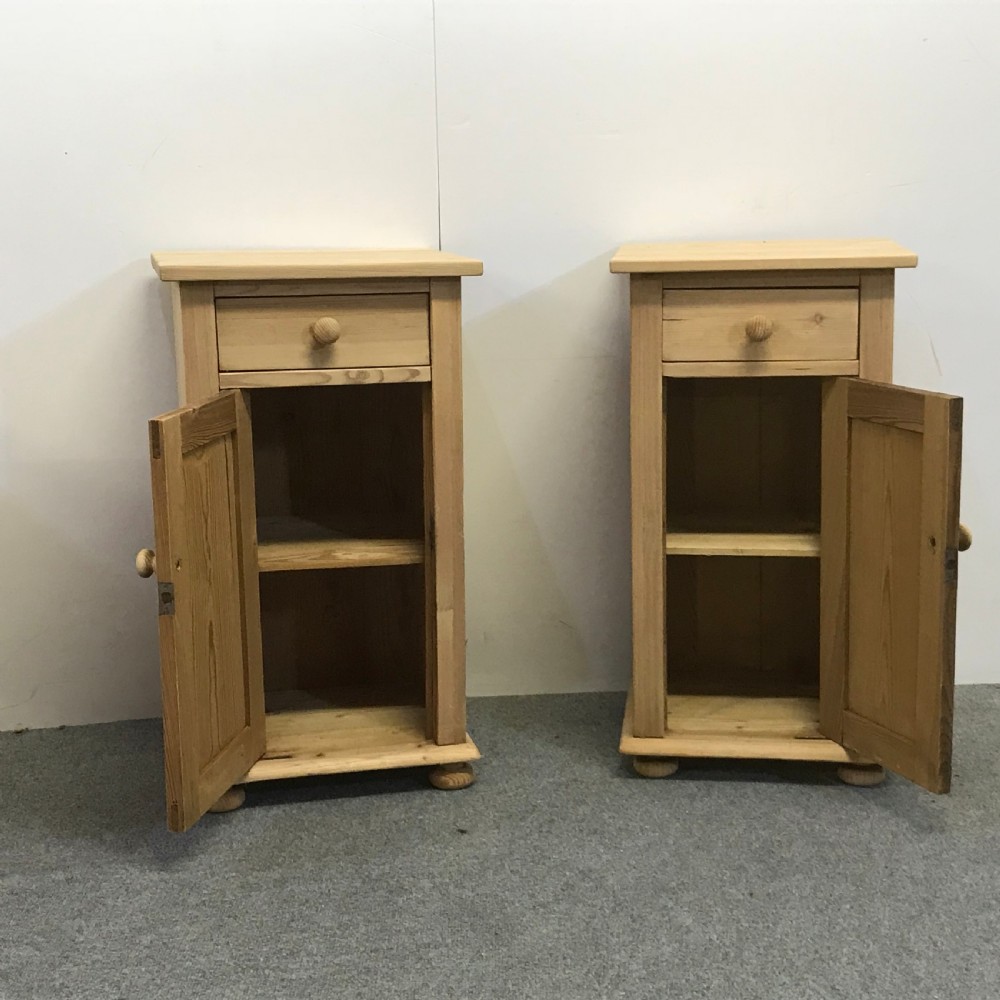 PAIR OF ANTIQUE PINE BEDSIDE CUPBOARDS View II