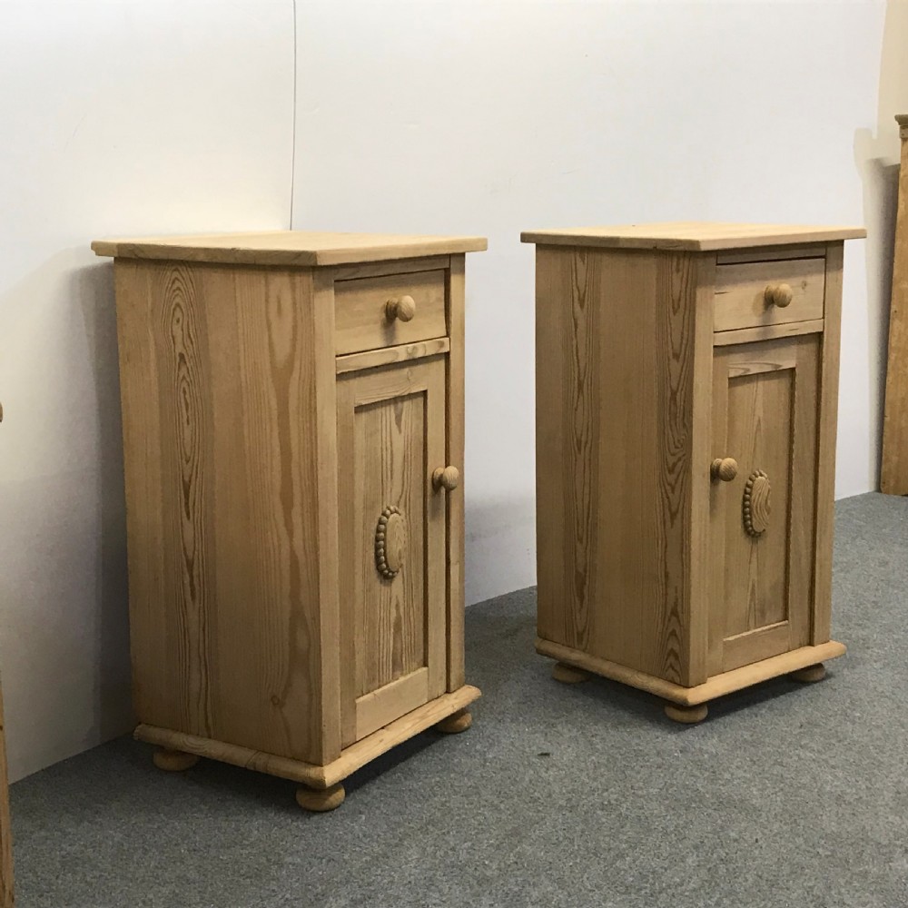 PAIR OF ANTIQUE PINE BEDSIDE CUPBOARDS View III