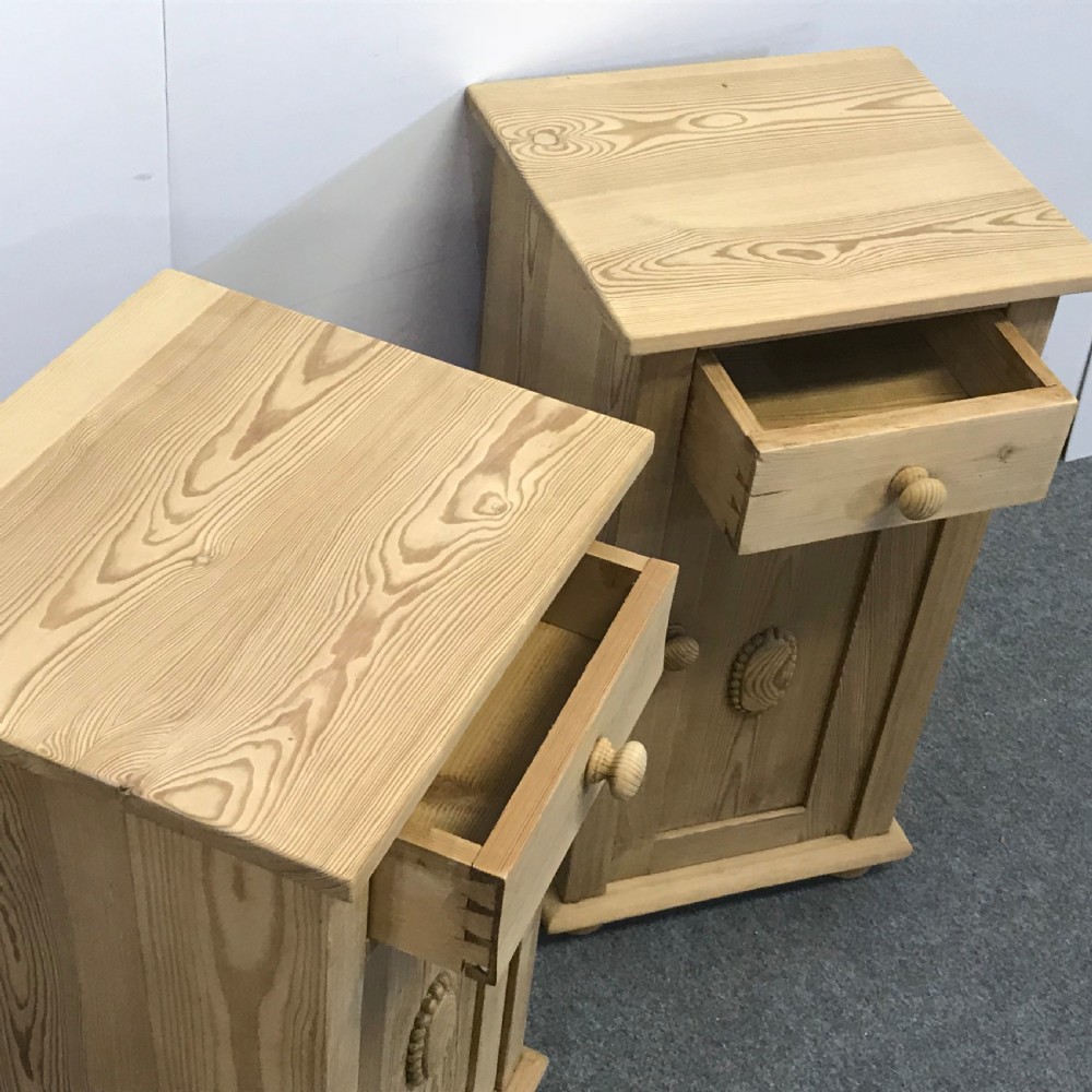 PAIR OF ANTIQUE PINE BEDSIDE CUPBOARDS View V