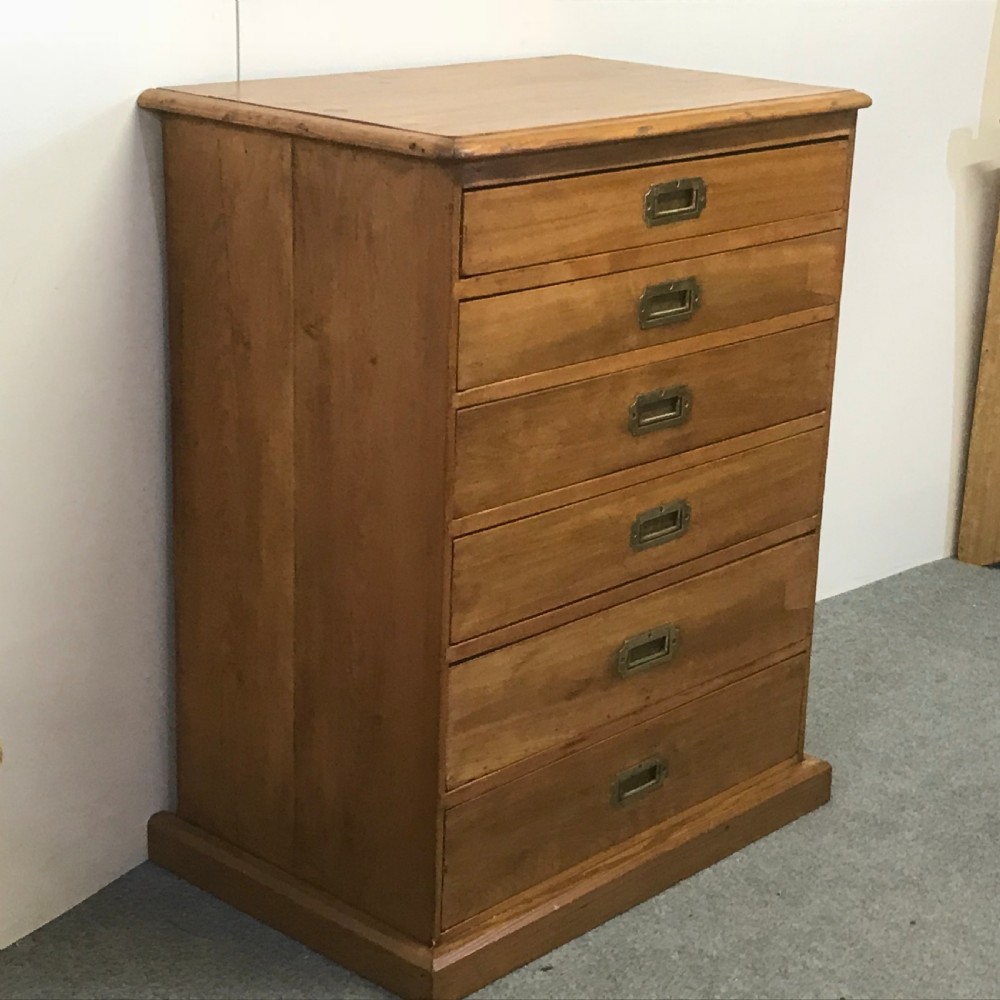 OLD ENGLISH PINE & MAHOGANY BANK OF DRAWERS View II