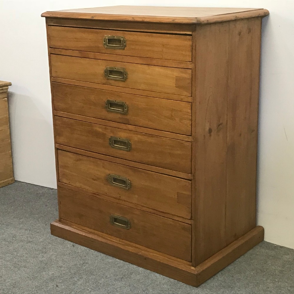 OLD ENGLISH PINE & MAHOGANY BANK OF DRAWERS View III