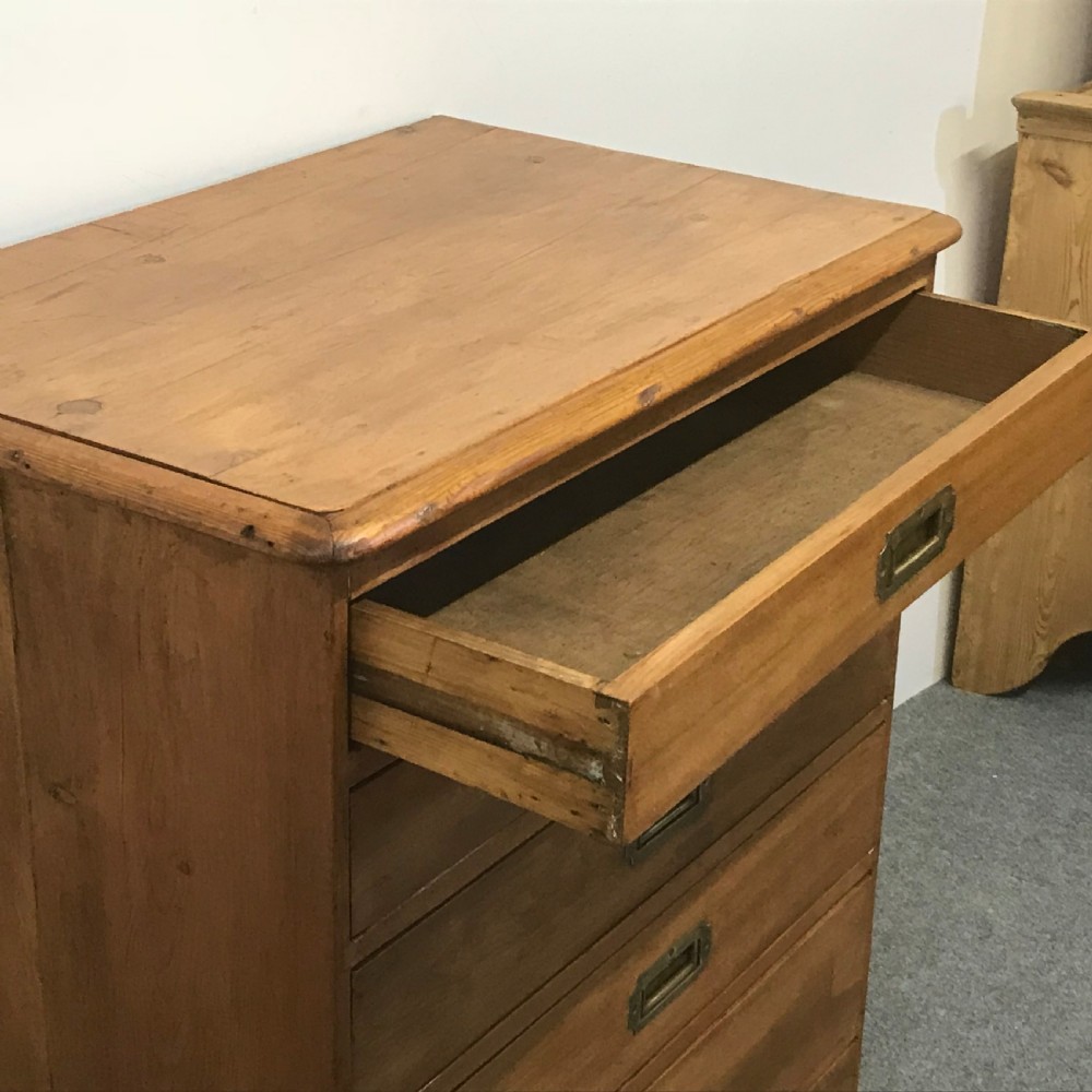 OLD ENGLISH PINE & MAHOGANY BANK OF DRAWERS View IV