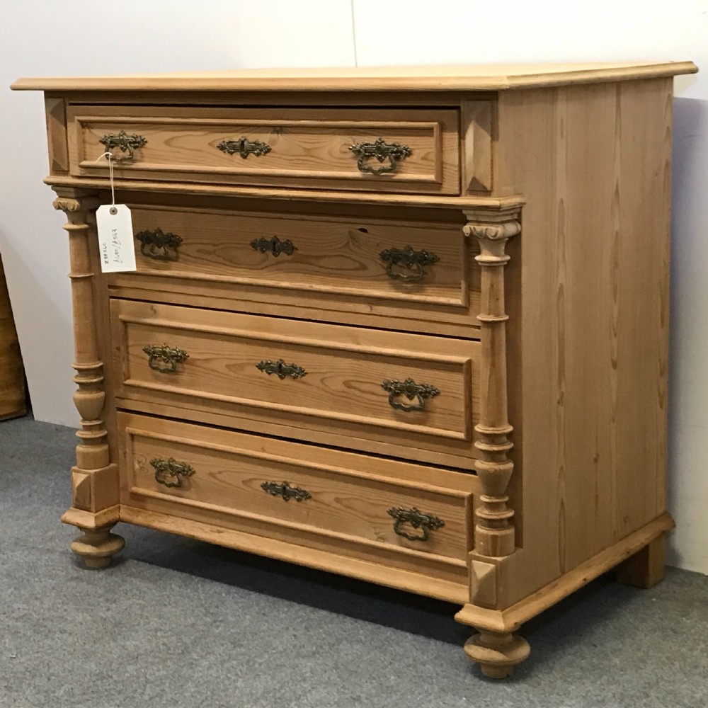 Large Antique Pine Column Chest of Drawers View III