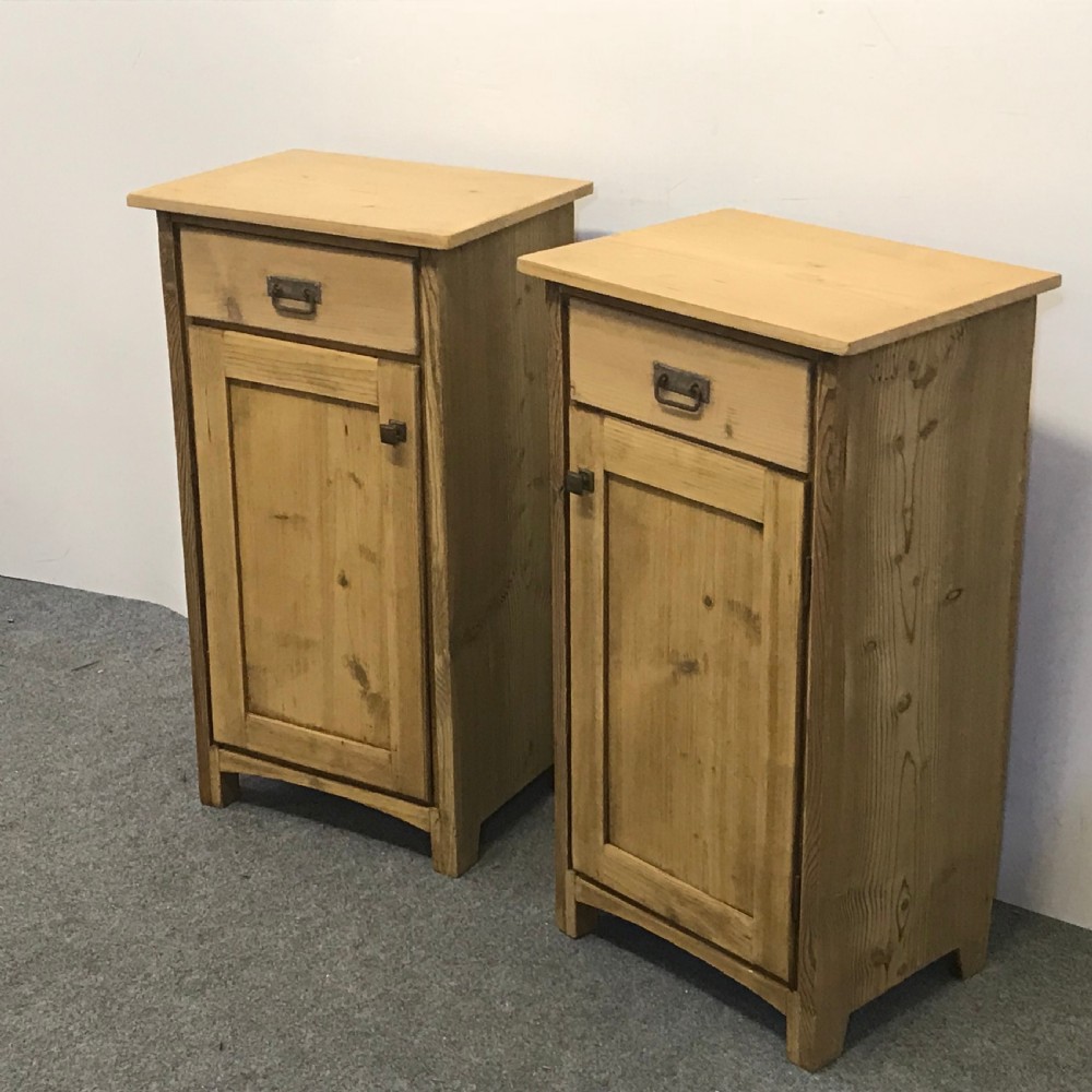 PAIR OF ANTIQUE PINE BEDSIDE POT CUPBOARDS View II