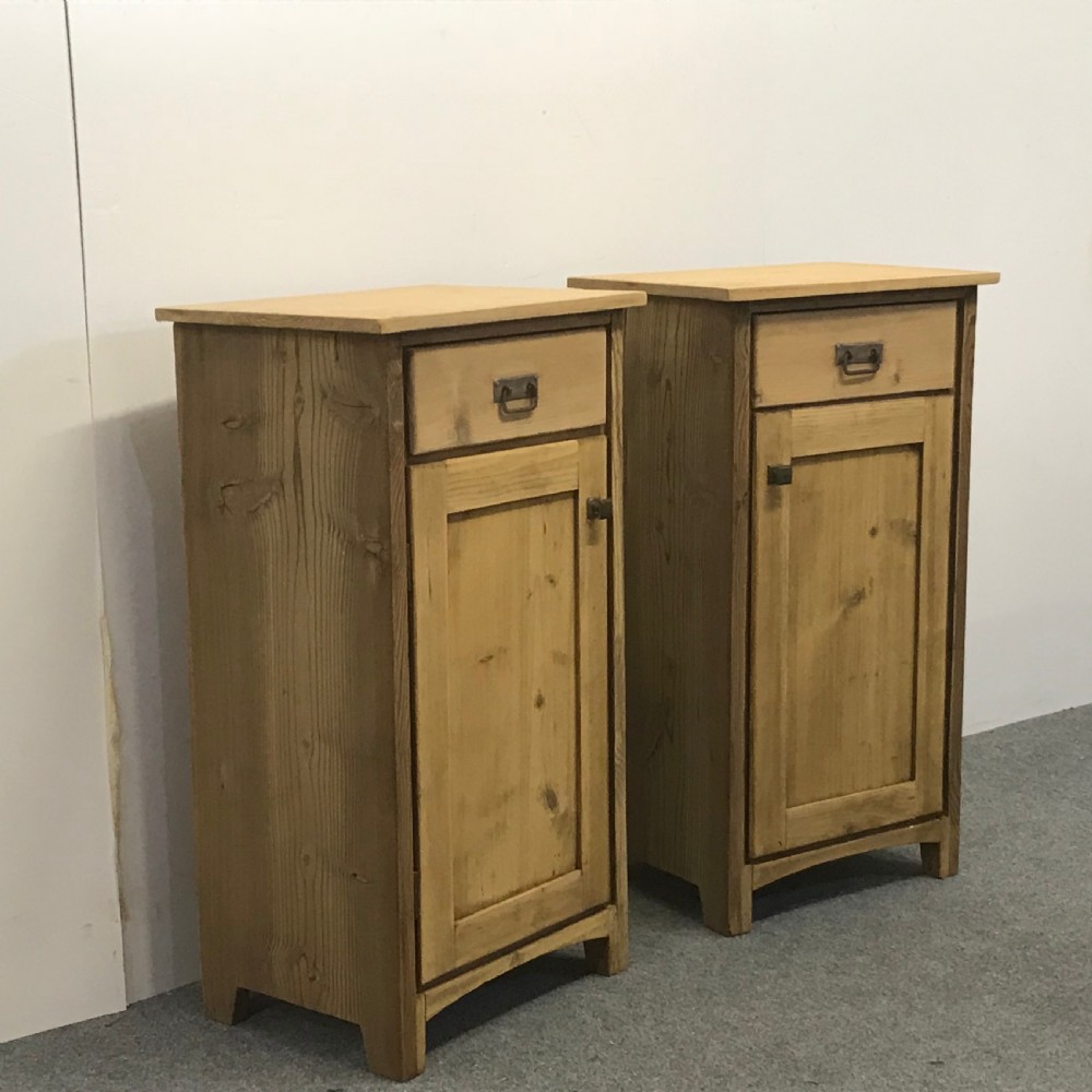 PAIR OF ANTIQUE PINE BEDSIDE POT CUPBOARDS View III