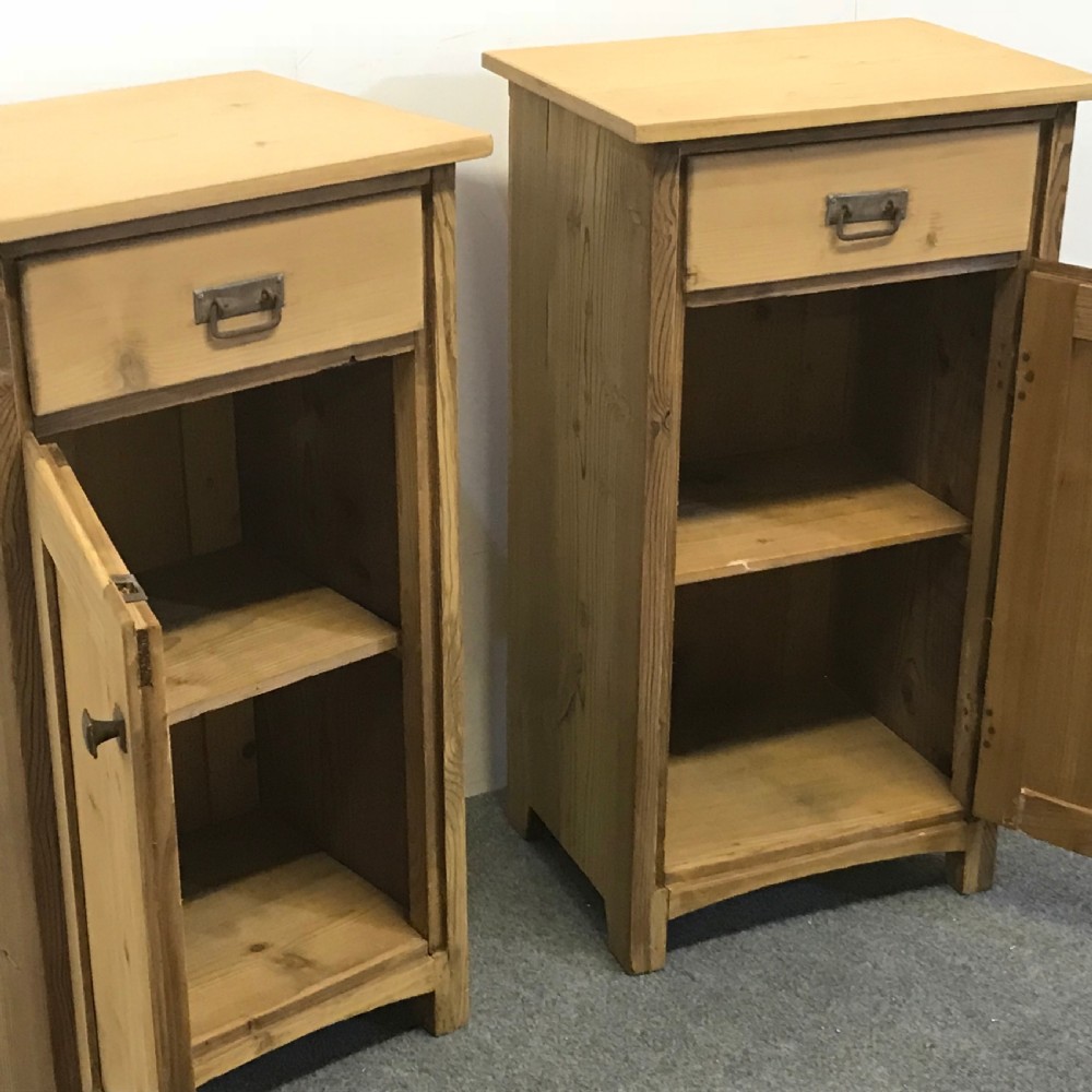 PAIR OF ANTIQUE PINE BEDSIDE POT CUPBOARDS View IV