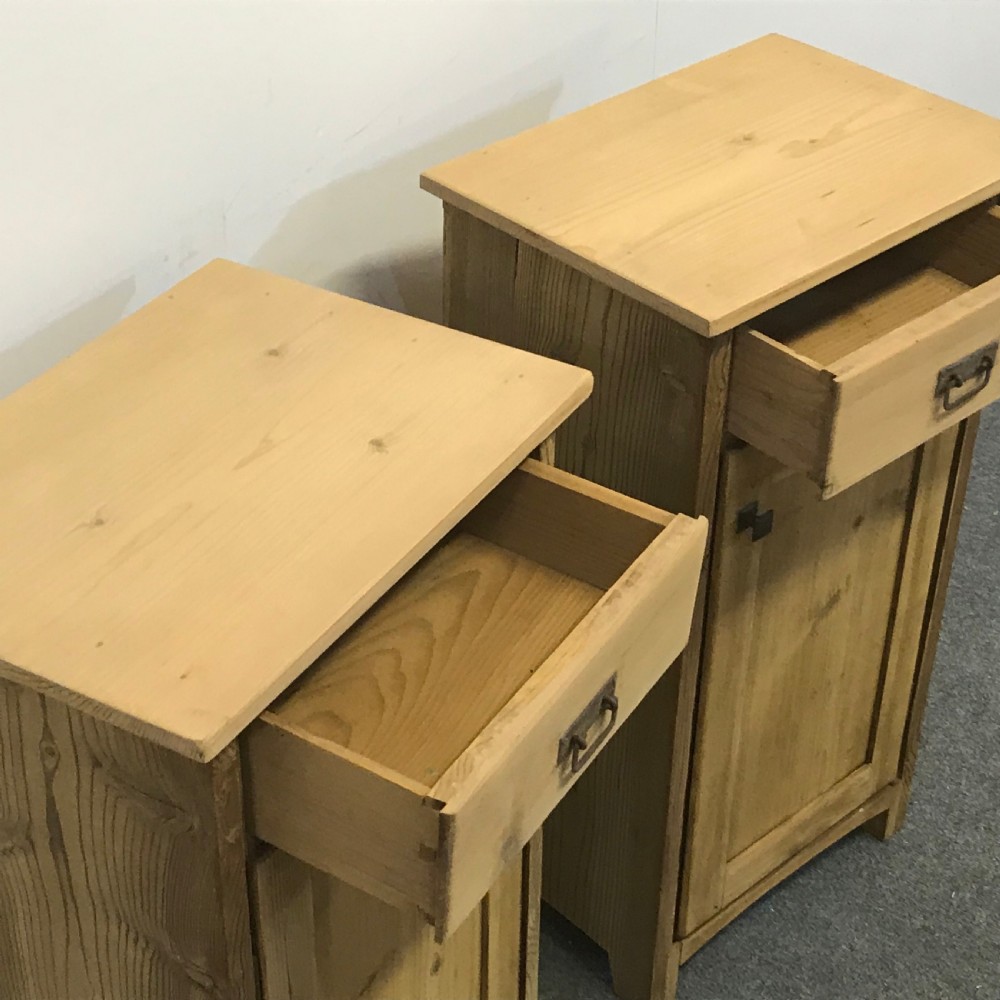 PAIR OF ANTIQUE PINE BEDSIDE POT CUPBOARDS View V