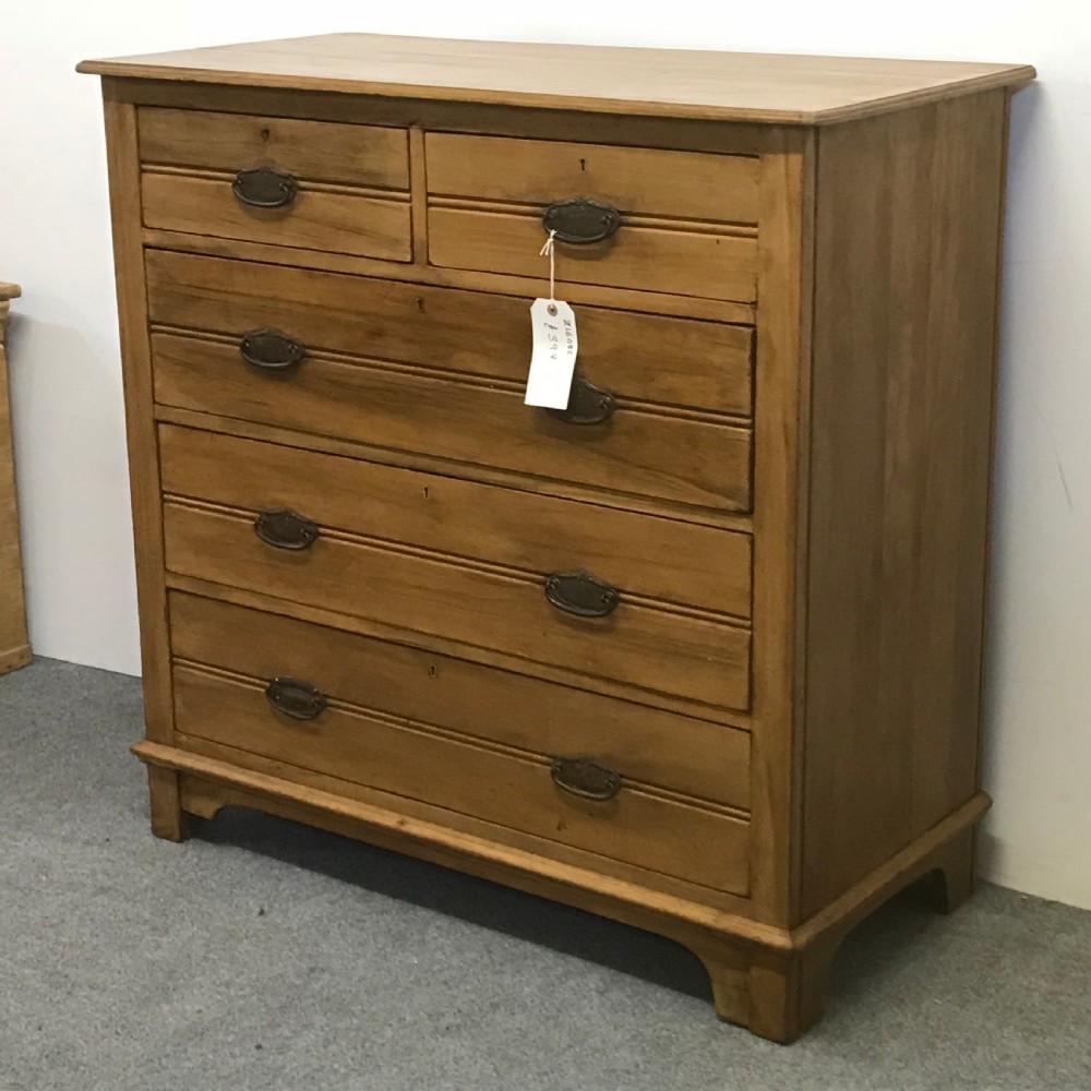 LARGE ENGLISH ANTIQUE SATIN WALNUT CHEST OF DRAWERS View III