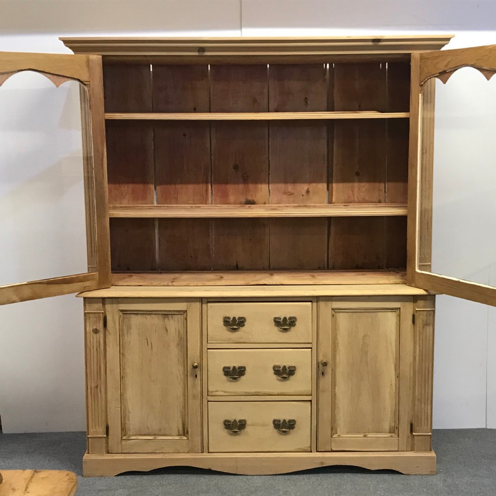 LARGE VICTORIAN PINE GLAZED DRESSER  View II