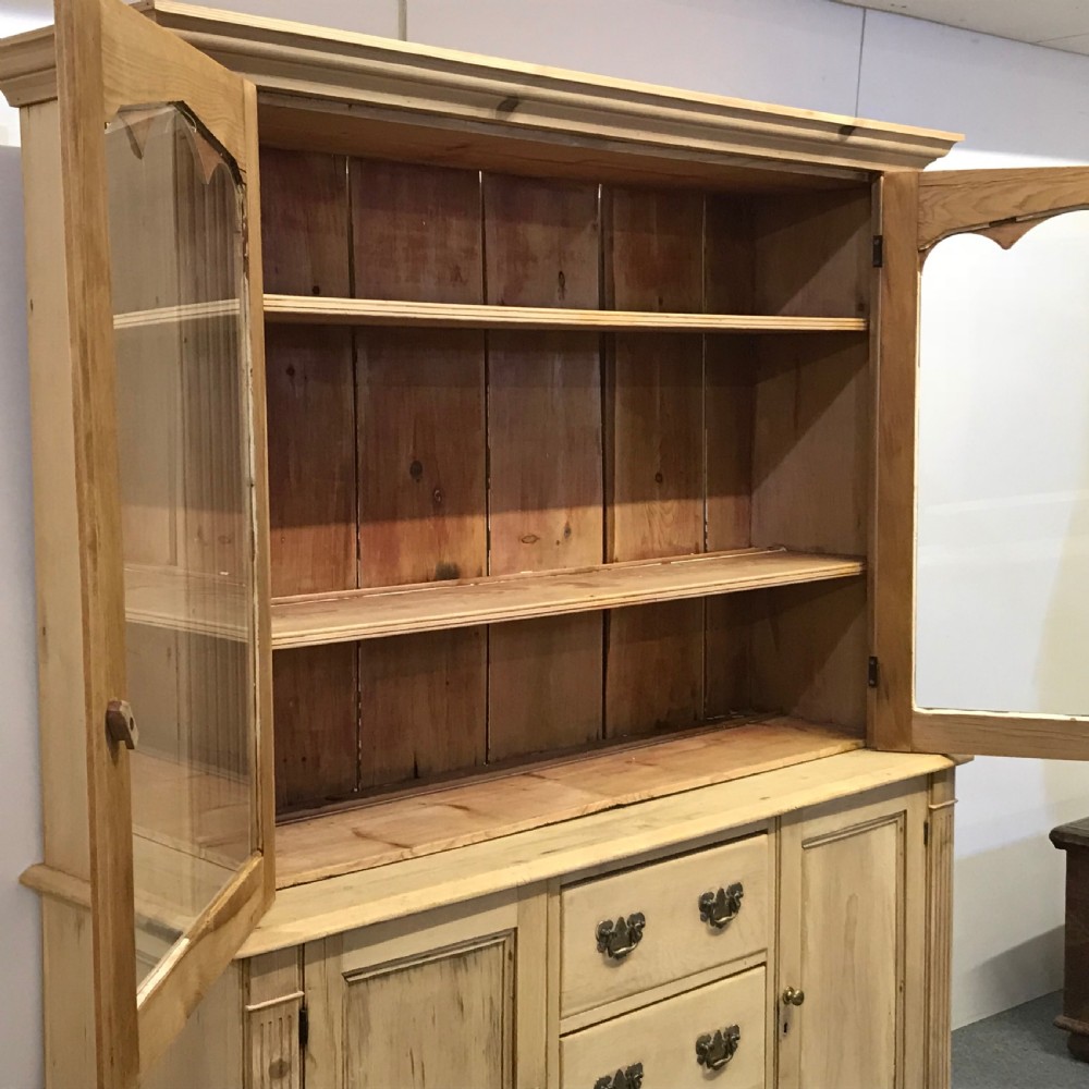LARGE VICTORIAN PINE GLAZED DRESSER  View III
