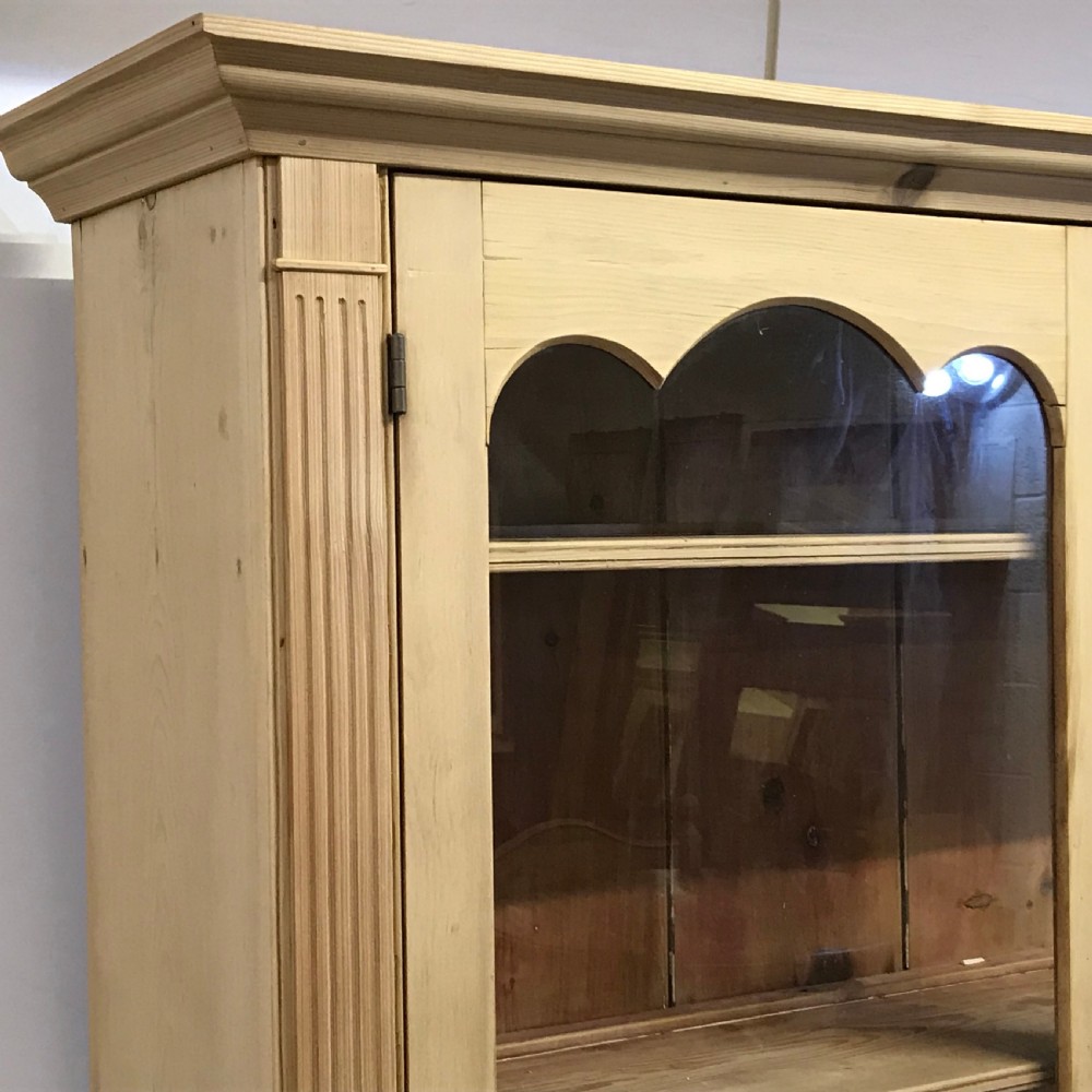 LARGE VICTORIAN PINE GLAZED DRESSER  View X