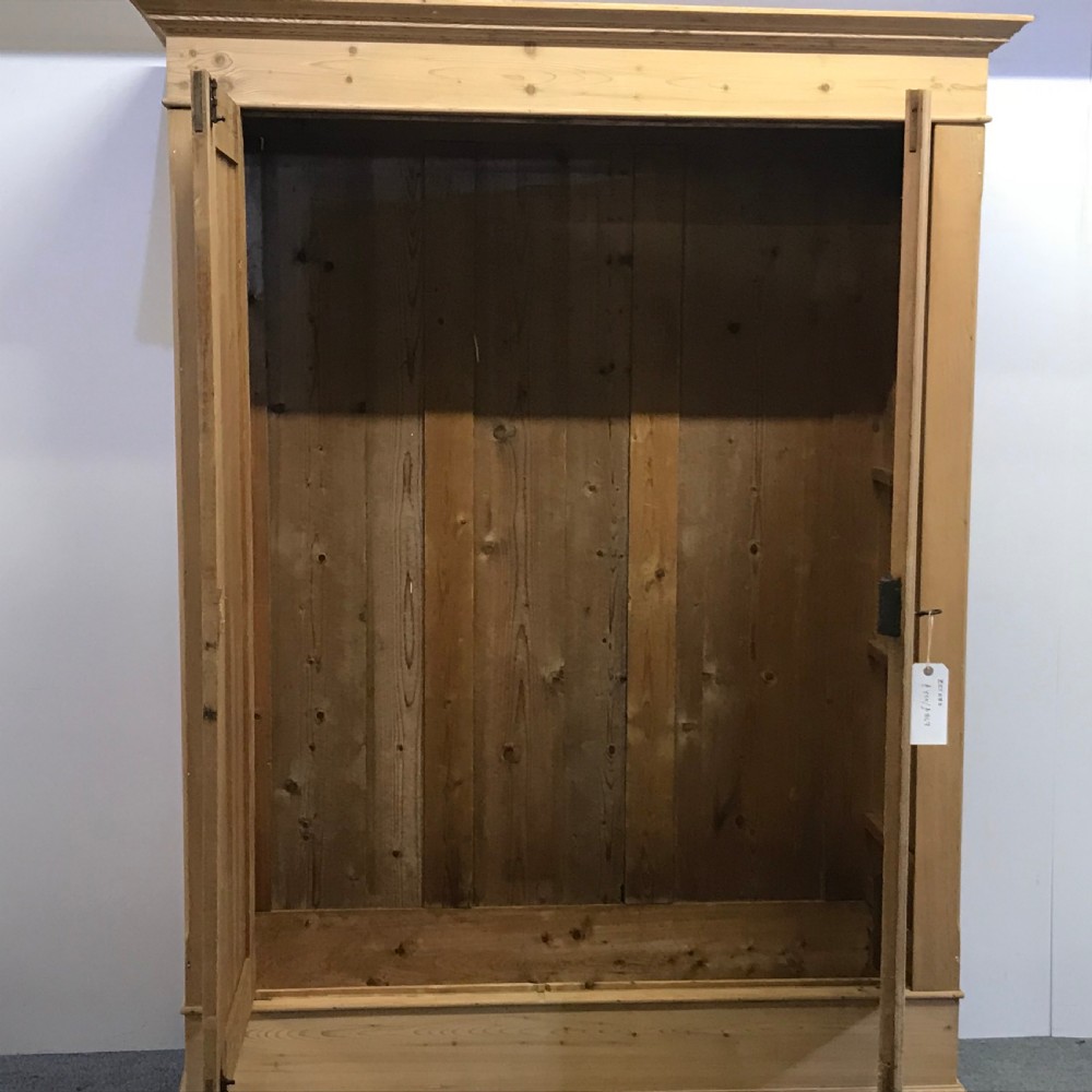 SMALL ANTIQUE PINE DOUBLE WARDROBE  View II