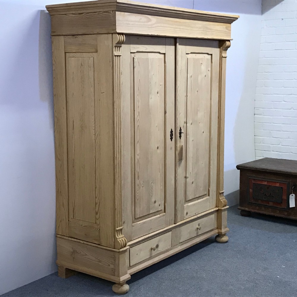 ANTIQUE PINE DOUBLE WARDROBE WITH BOTTOM DRAWERS View VI