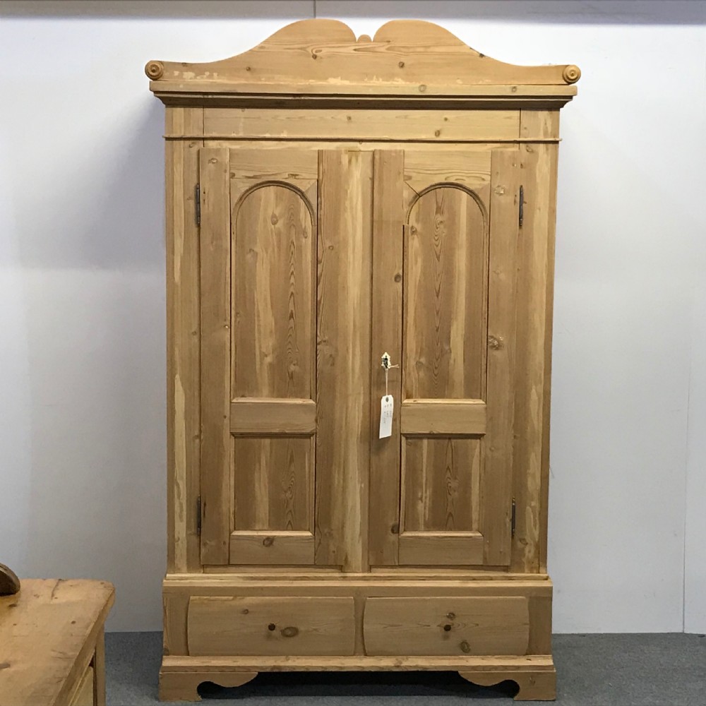 SMALL DOUBLE DOOR OLD DANISH PINE WARDROBE
