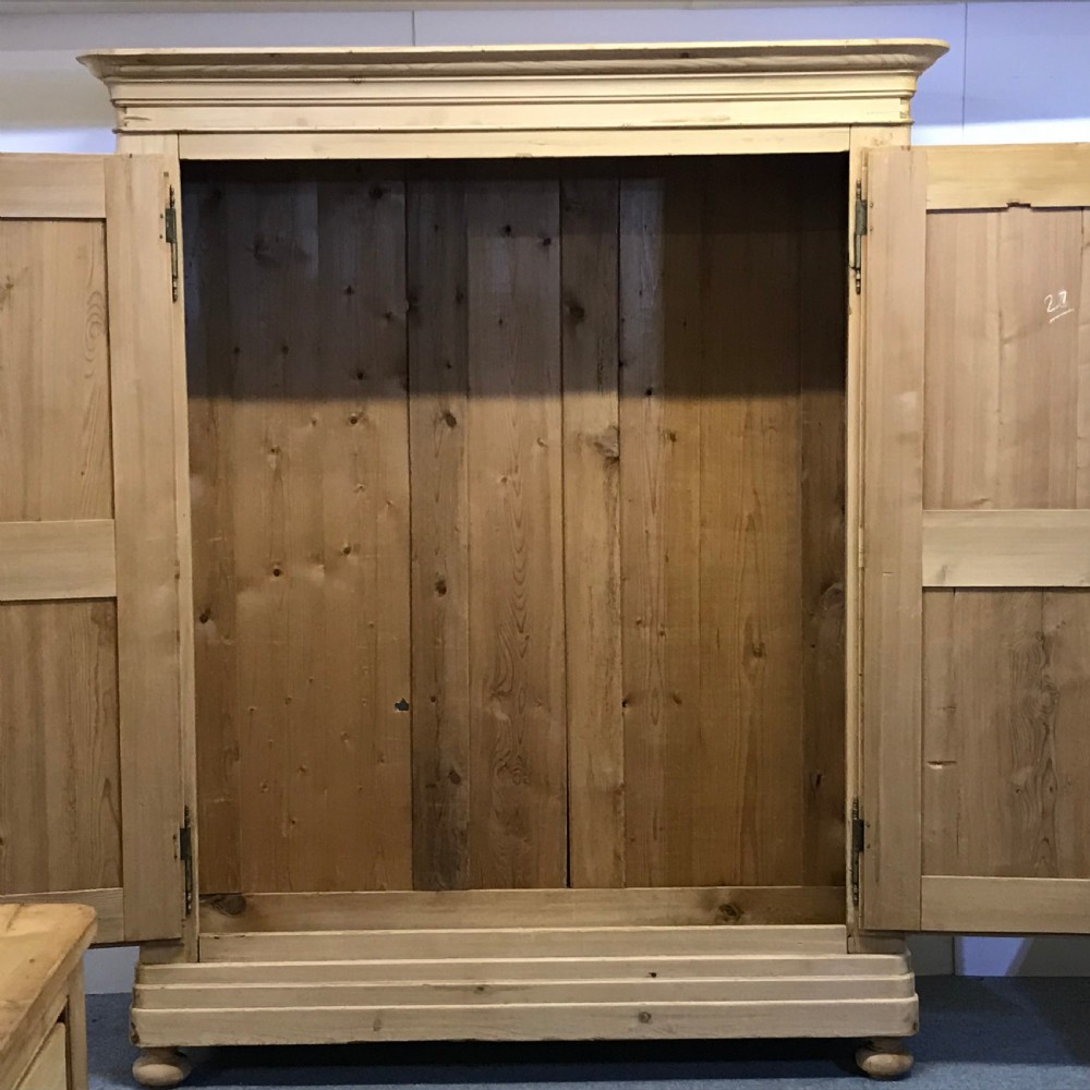 Very Large French Antique Pine Double Wardrobe  View II