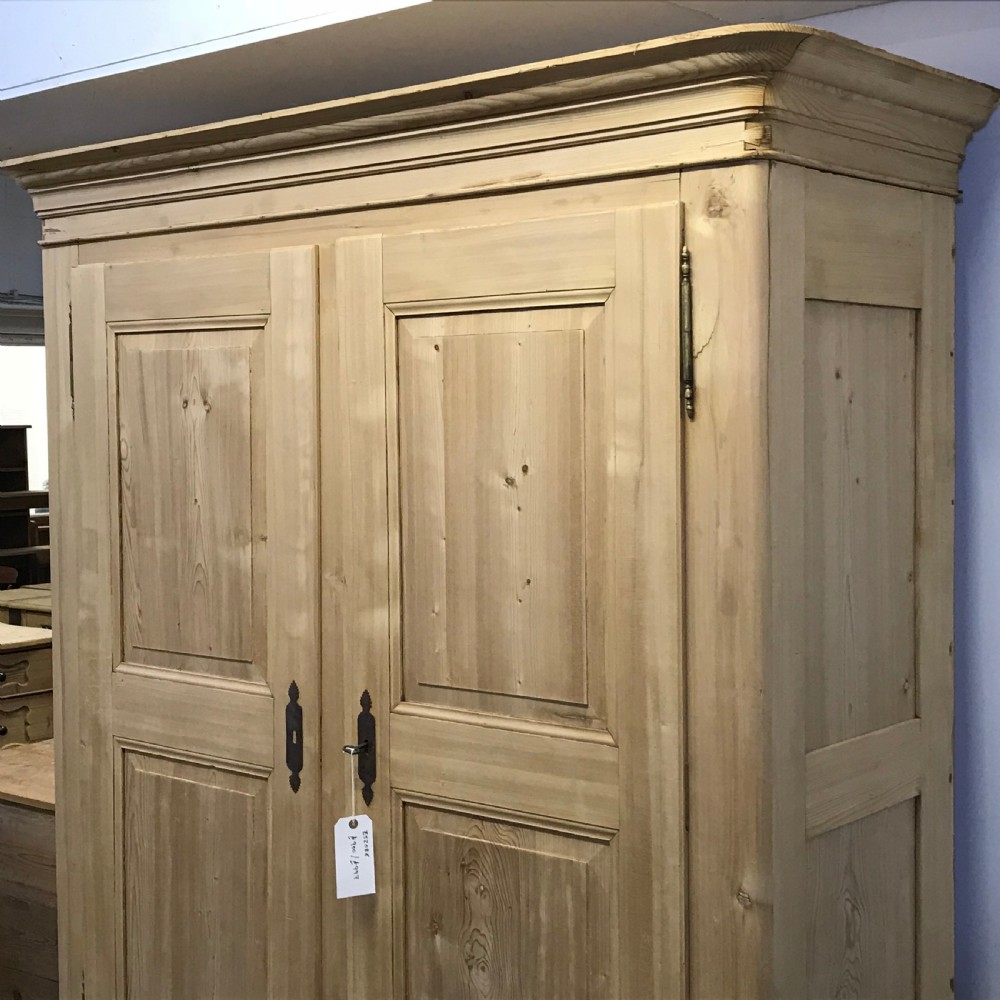 Very Large French Antique Pine Double Wardrobe  View V