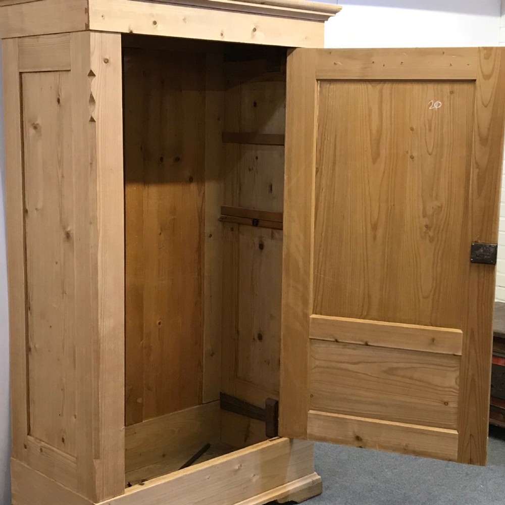 SINGLE ANTIQUE PINE WARDROBE WHICH DISMANTLES  View II
