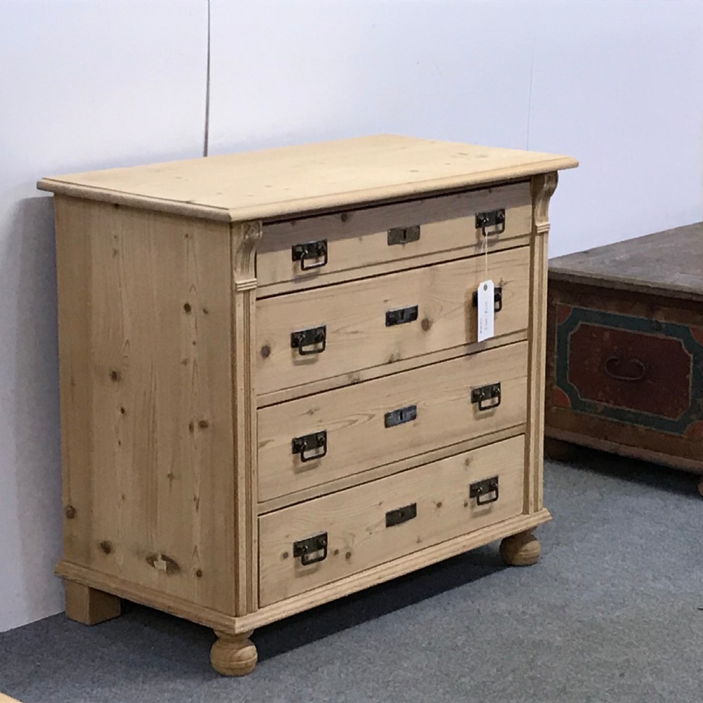 ANTIQUE CONTINENTAL PINE CHEST OF 4 DRAWERS View II