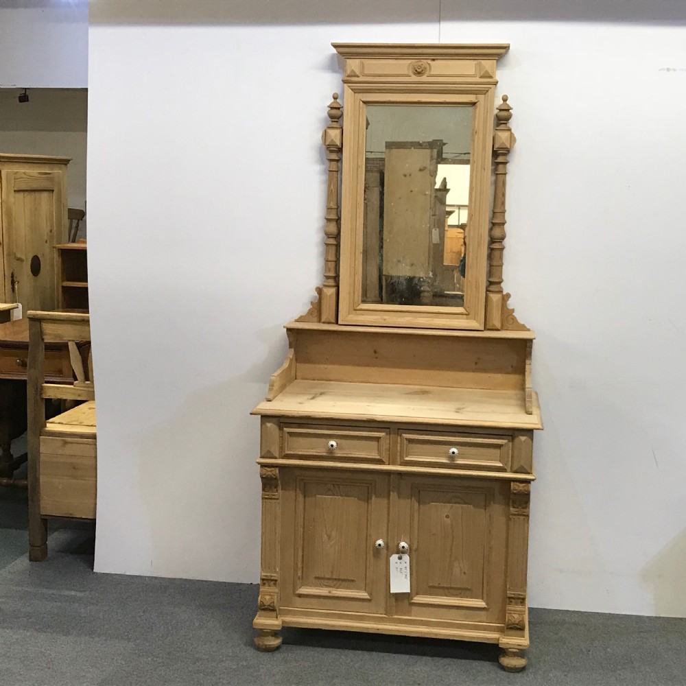 ANTIQUE PINE MIRROR BACKED SIDEBOARD 