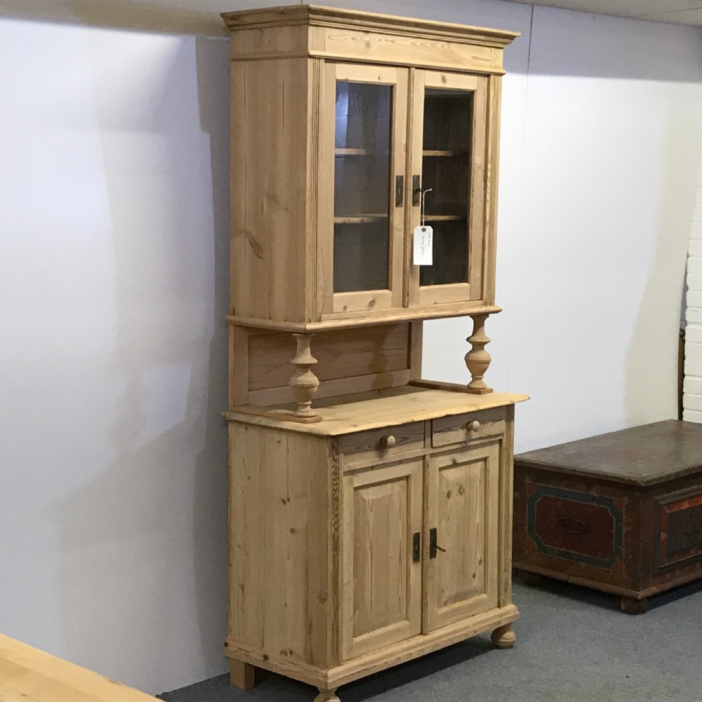 TALL & SLENDER OLD PINE DISPLAY DRESSER C.1910 View II