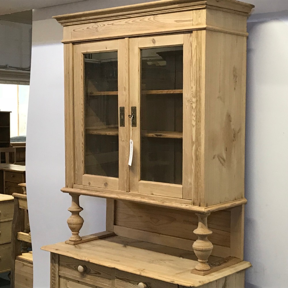 TALL & SLENDER OLD PINE DISPLAY DRESSER C.1910 View III