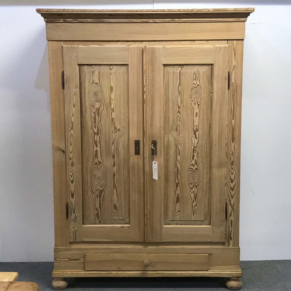 ANTIQUE PINE DOUBLE WARDROBE WITH DRAWER (DISMANTLES)