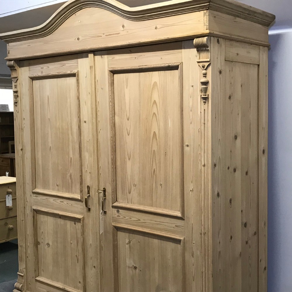 Very Large 19th Century Double Pine Wardrobe (Dismantles) View V