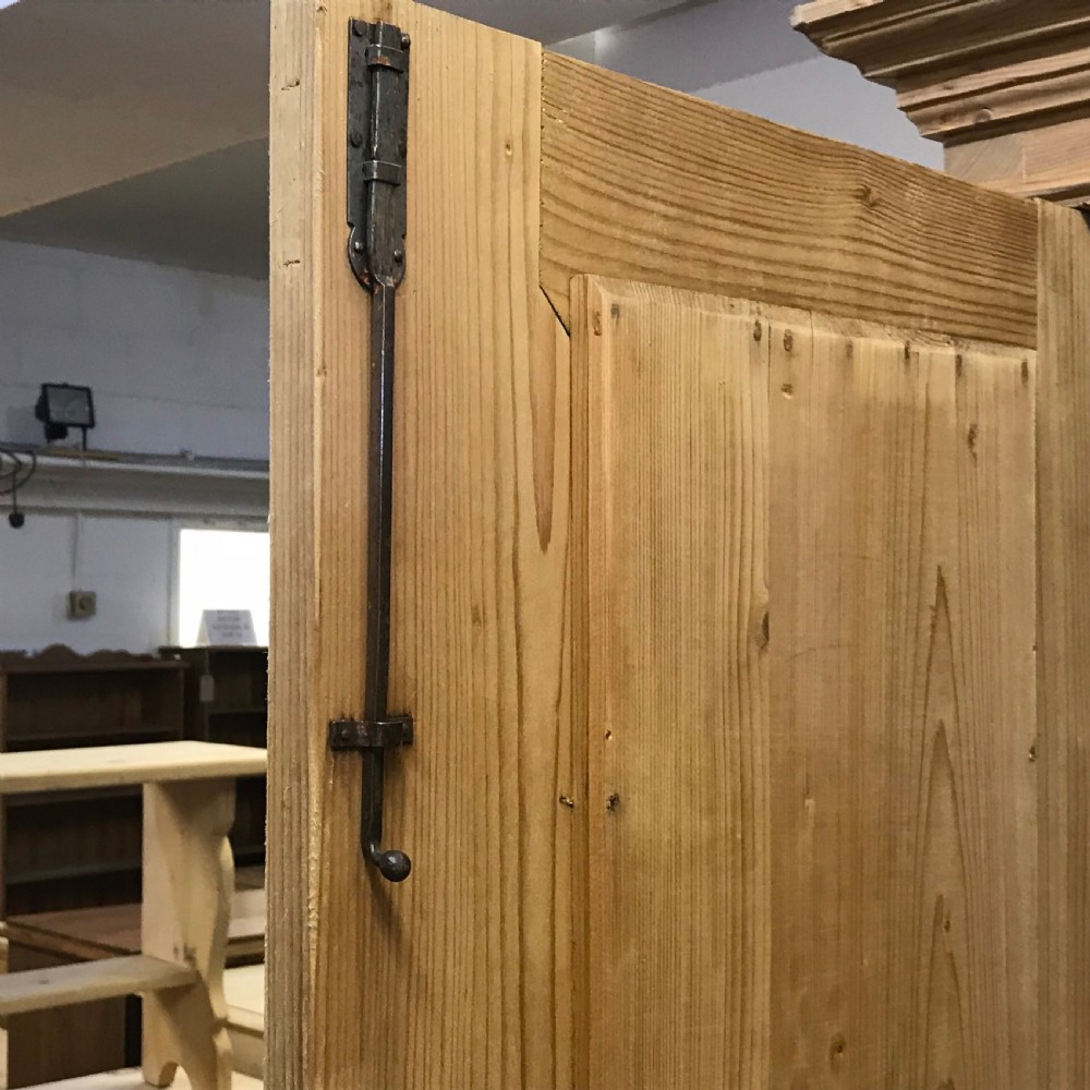 Small Double Antique Pine Wardrobe with Drawer (Dismantles) View III