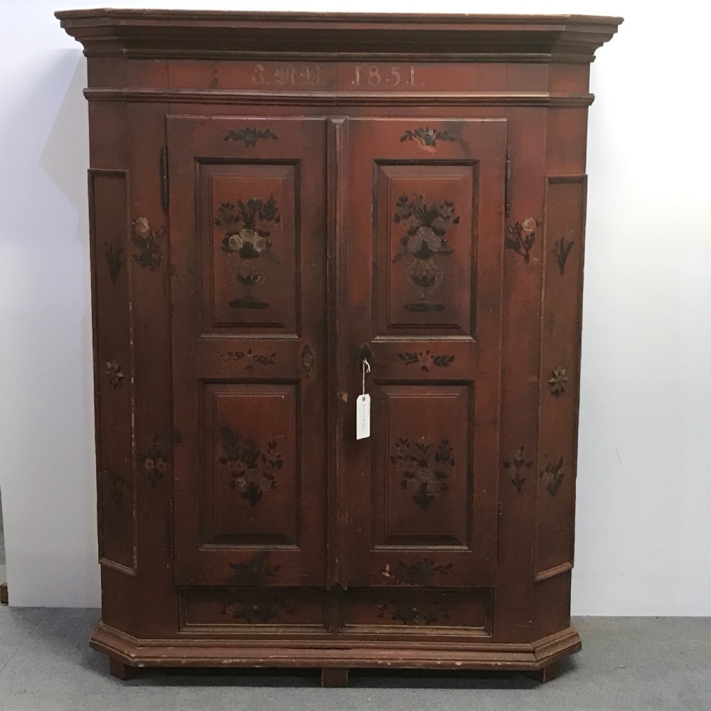 BEAUTIFUL VERY OLD PAINTED ARMOIRE C.1851 - (DISMANTLES)