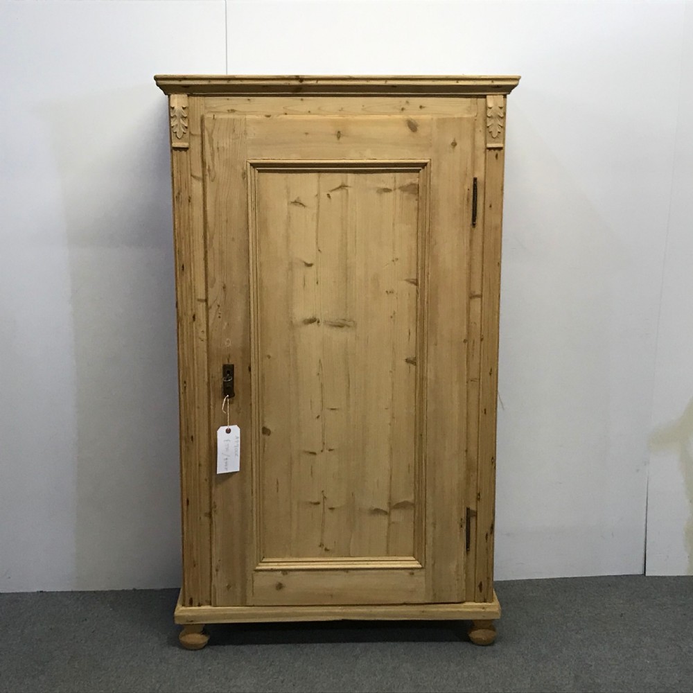 SLIM ANTIQUE PINE LINEN CUPBOARD C.1910