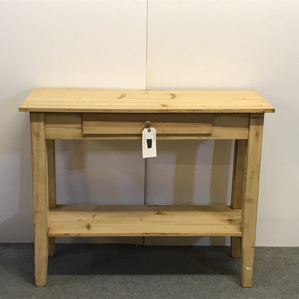 SMALL ANTIQUE PINE CONSOLE TABLE WITH POT BOARD 