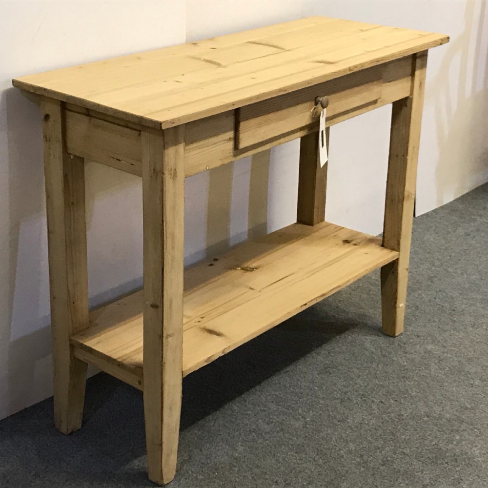SMALL ANTIQUE PINE CONSOLE TABLE WITH POT BOARD  View II