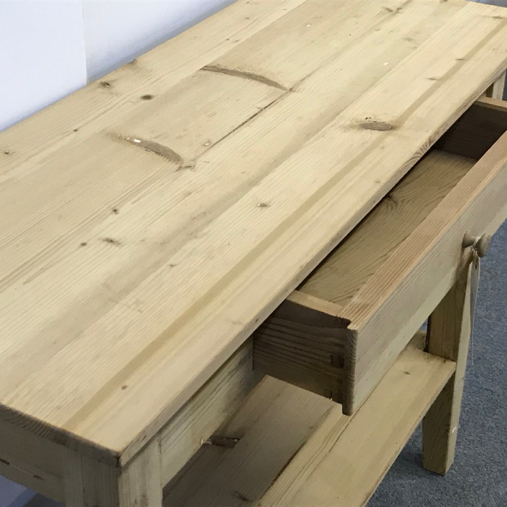 SMALL ANTIQUE PINE CONSOLE TABLE WITH POT BOARD  View IV
