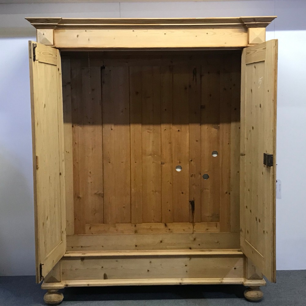 LARGE ANTIQUE PINE DOUBLE WARDROBE (DISMANTLES) View II