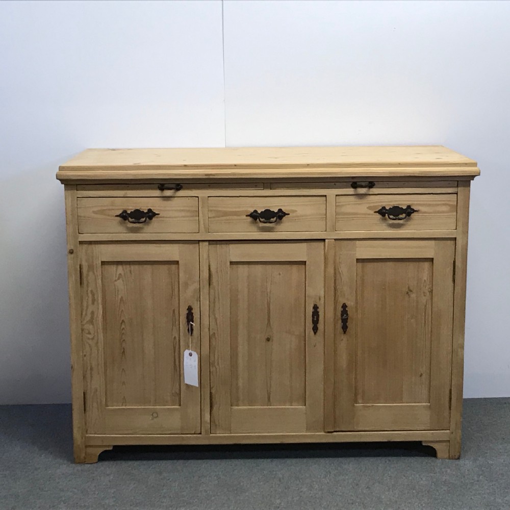TALL ANTIQUE PINE KITCHEN SIDEBOARD View II