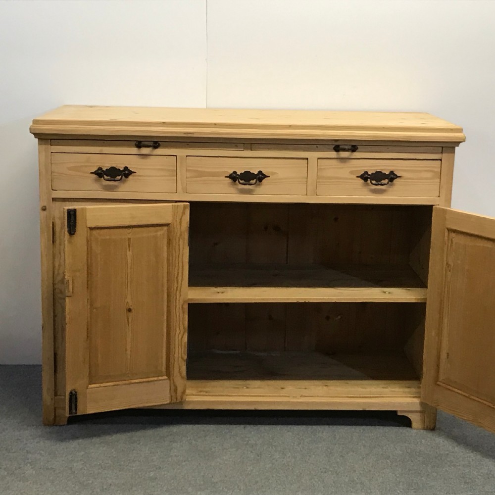 TALL ANTIQUE PINE KITCHEN SIDEBOARD View V